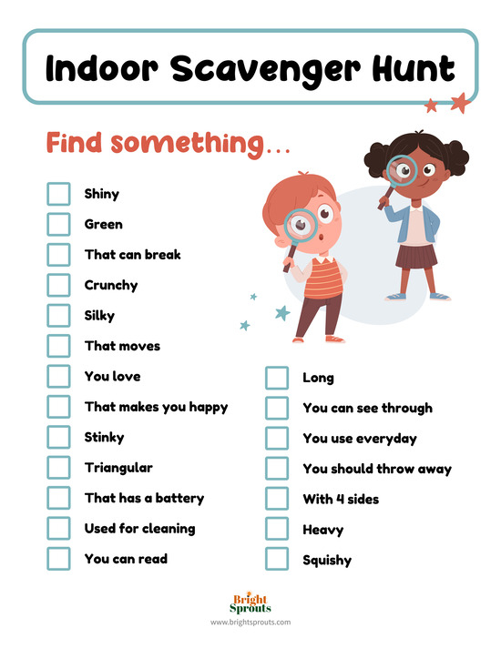 10 Free Printable Indoor Scavenger Hunt Ideas For Kids