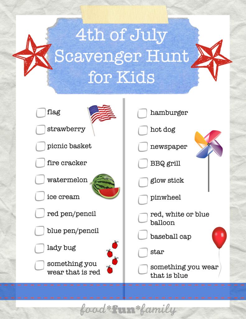 4th Of July Scavenger Hunt For Kids