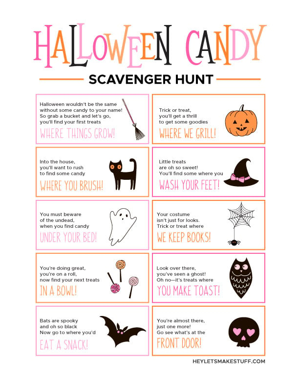 50 Halloween Clues For Scavenger Hunt Free Printables 