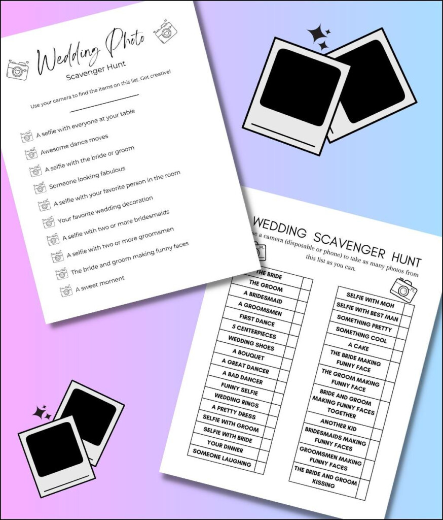 50 Wedding Photo Scavenger Hunt Ideas Free Printable 