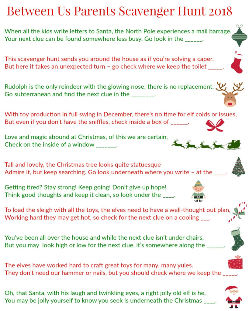 70 Printable Christmas Scavenger Hunt Clues