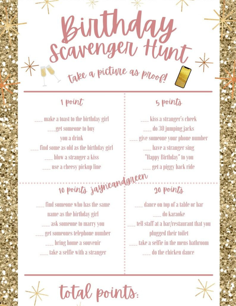 Adult Birthday Scavenger Hunt Adult Birthday Party Game Printable Bar 