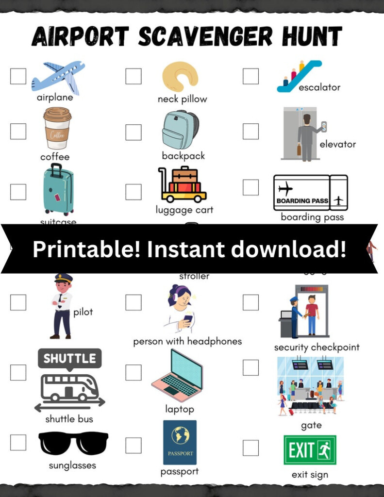 Airport Scavenger Hunt Printable Instant Download Etsy