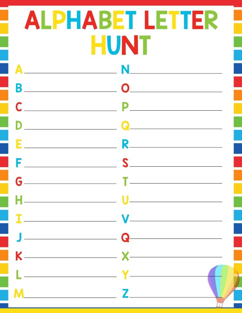 Alphabet Scavenger Hunt Free Download