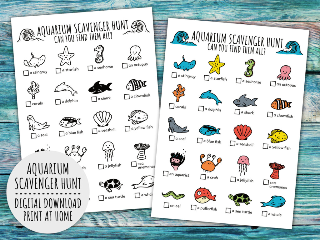 Aquarium Scavenger Hunt For Kids Under The Sea Treasure Hunt And Ocean 