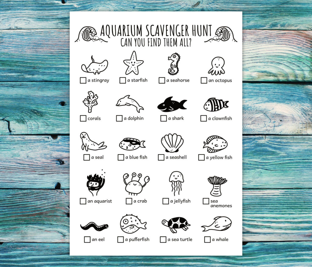 Aquarium Scavenger Hunt For Kids Under The Sea Treasure Hunt Etsy 