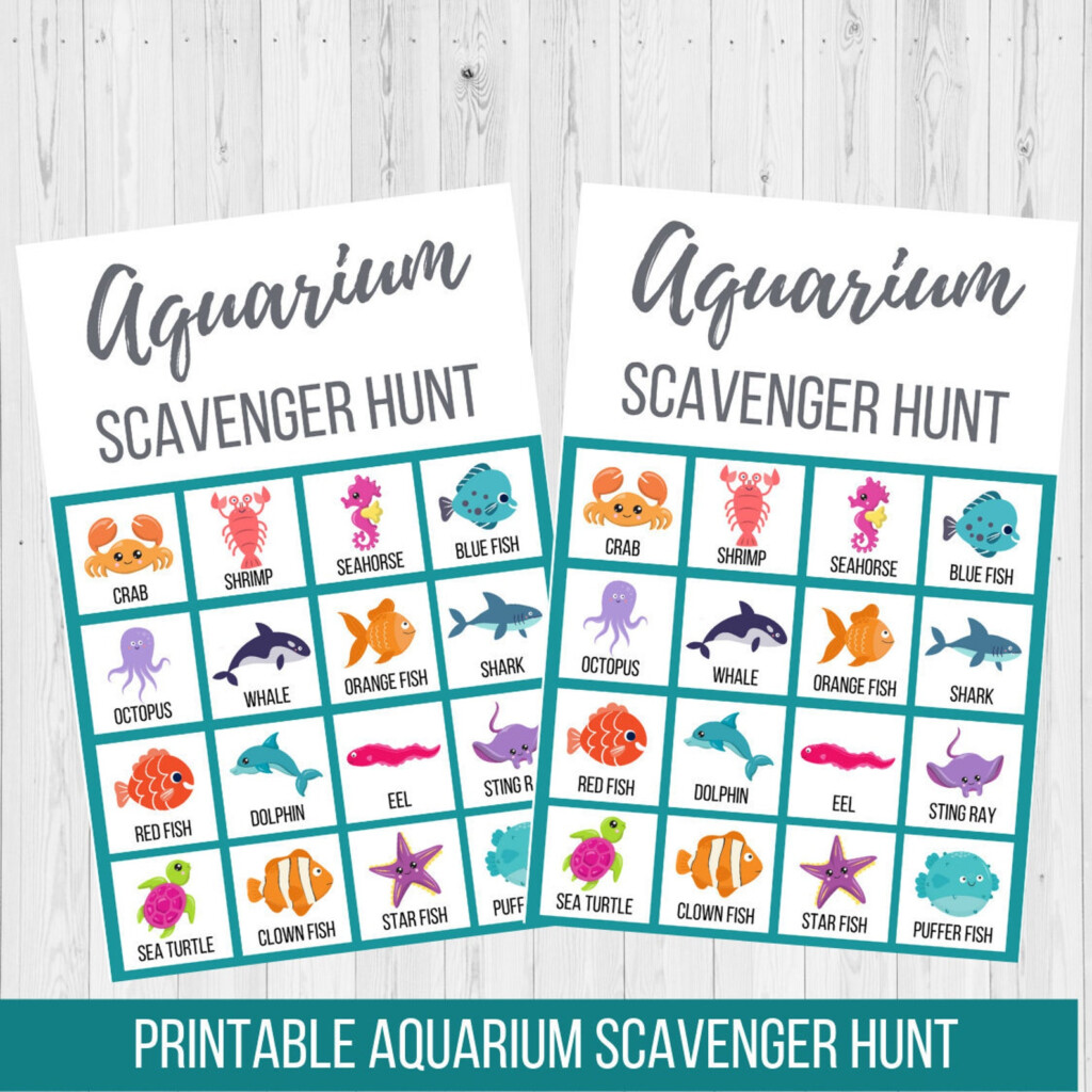 Aquarium Scavenger Hunt Printable For Kids Ocean Animals Digital 