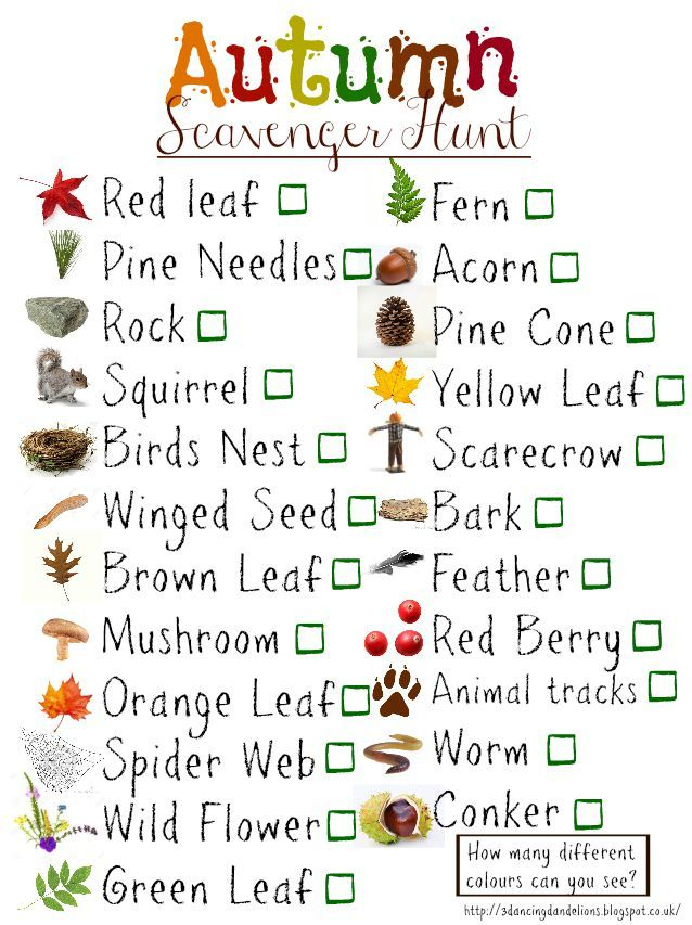 Autumn Scavenger Hunt Printable