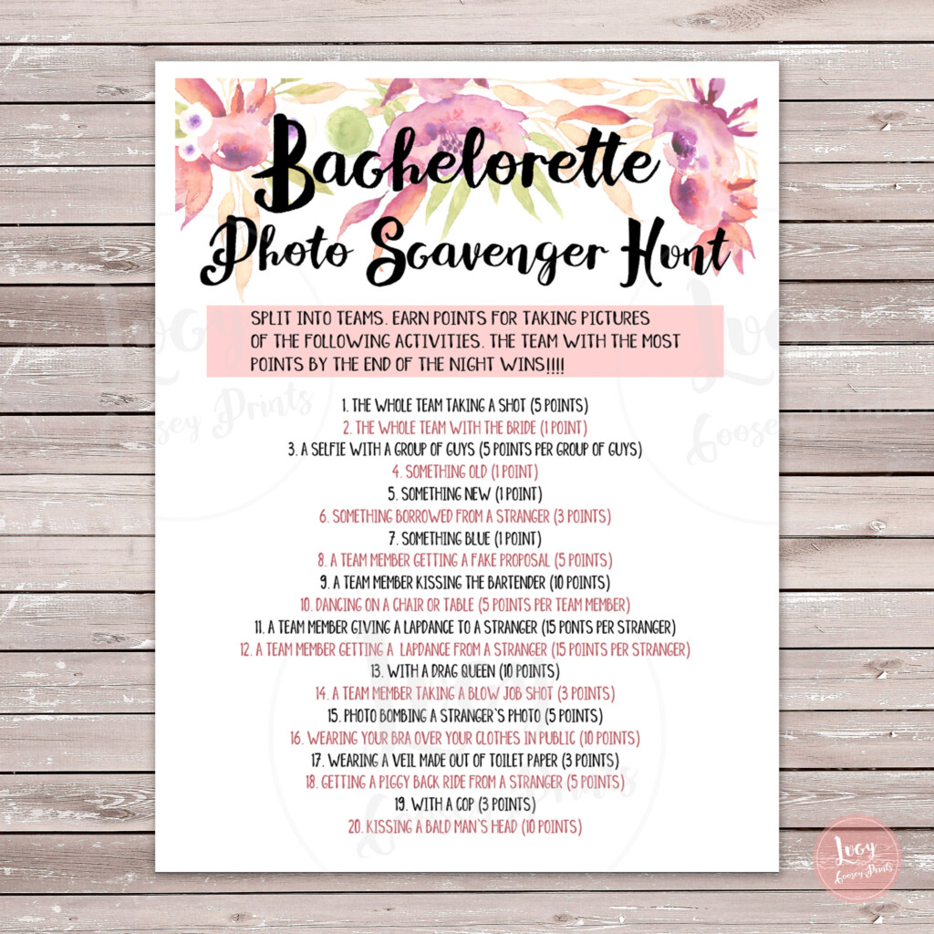 Bachelorette Party Photo Scavenger Hunt Printable Etsy