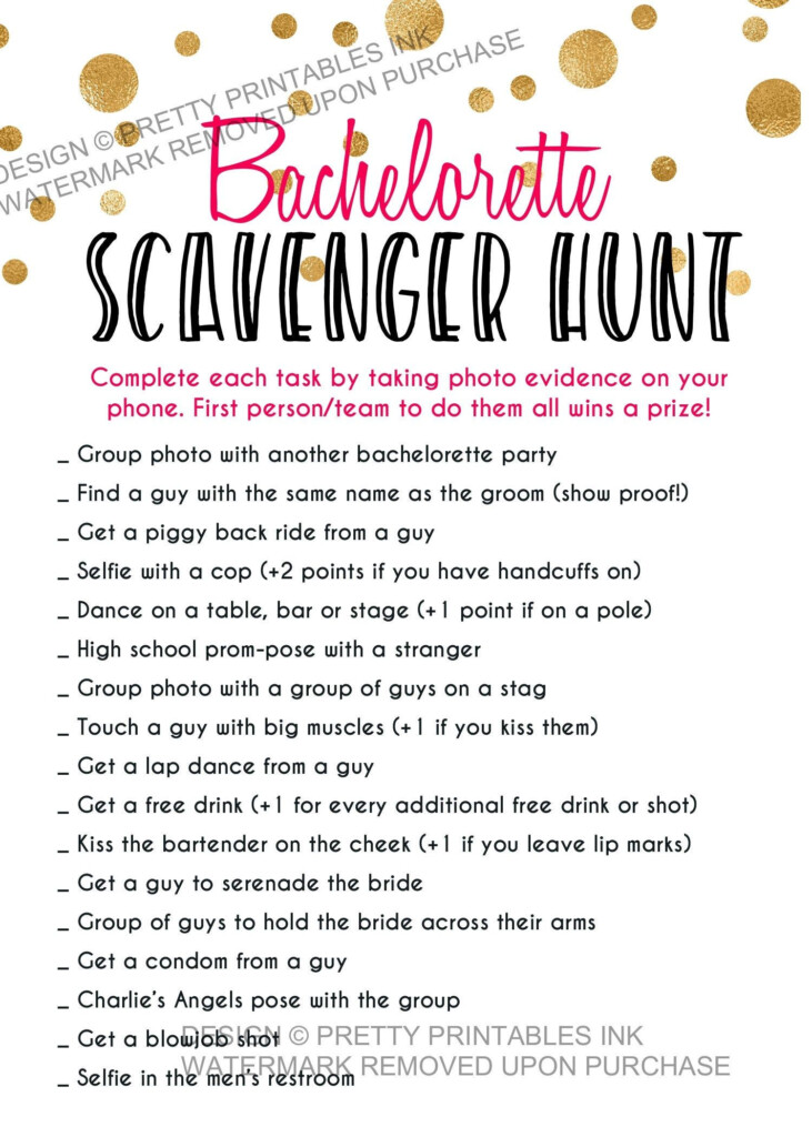 Bachelorette Party Scavenger Hunt Template Printable Kids Entertainment