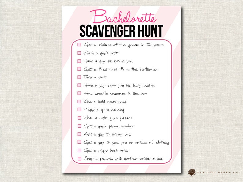 Bachelorette Scavenger Hunt Checklist Bachelorette Party Scavenger 