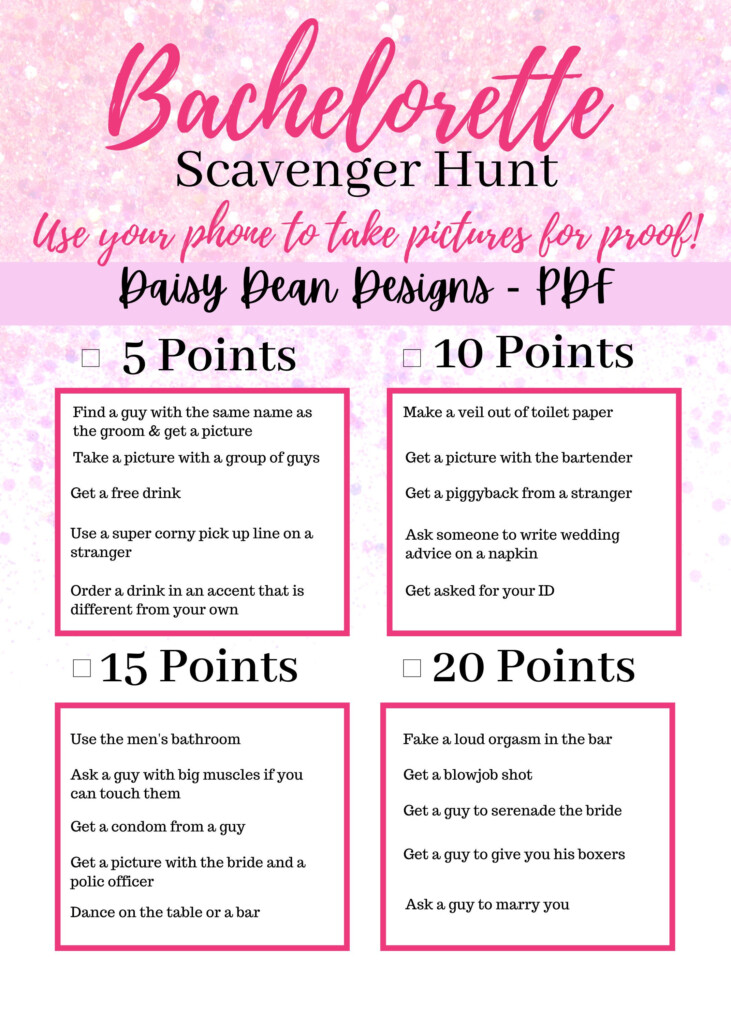 Bachelorette Scavenger Hunt INSTANT DOWNLOAD Printable Etsy