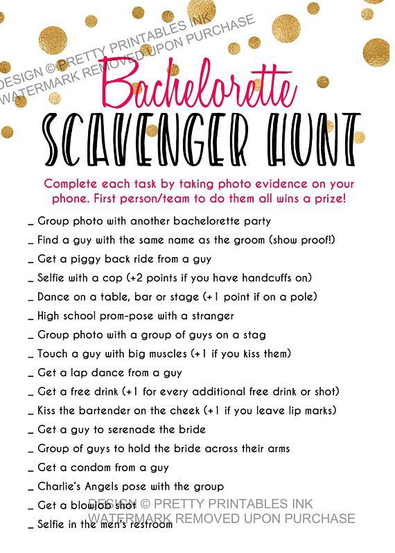 Bachelorette Scavenger Hunt Template