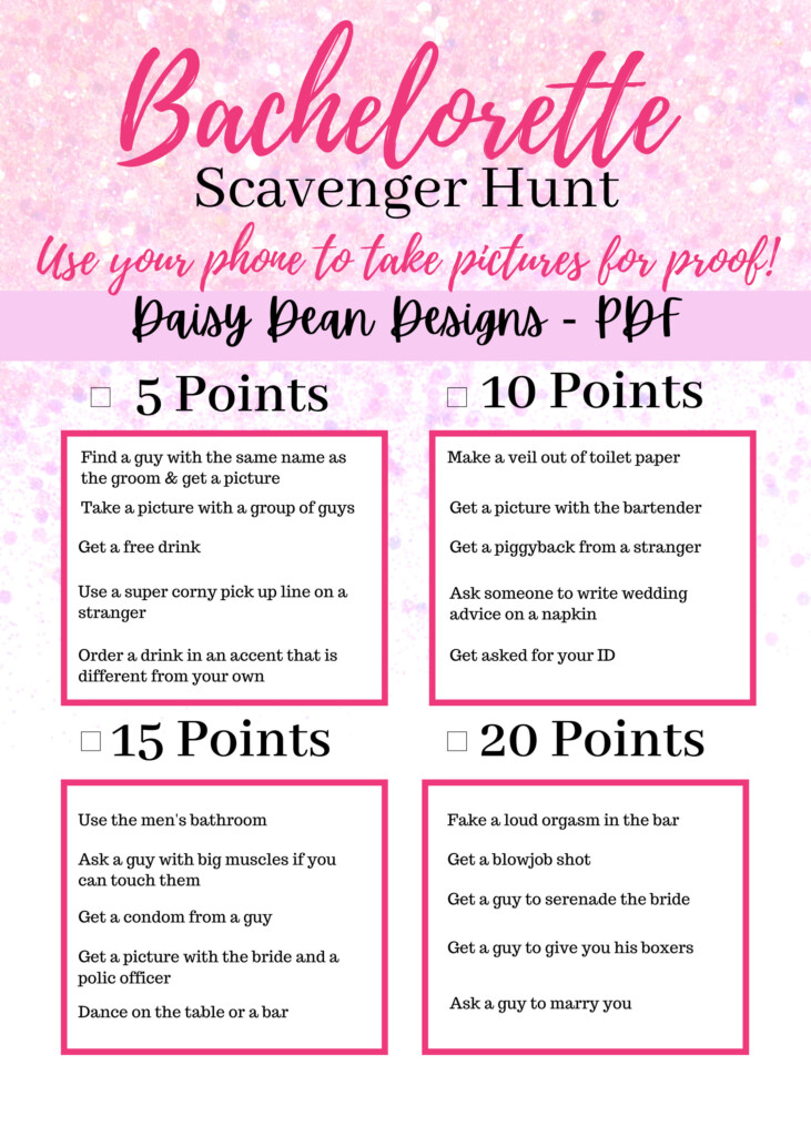 Bachelorette Scavenger Hunt Template