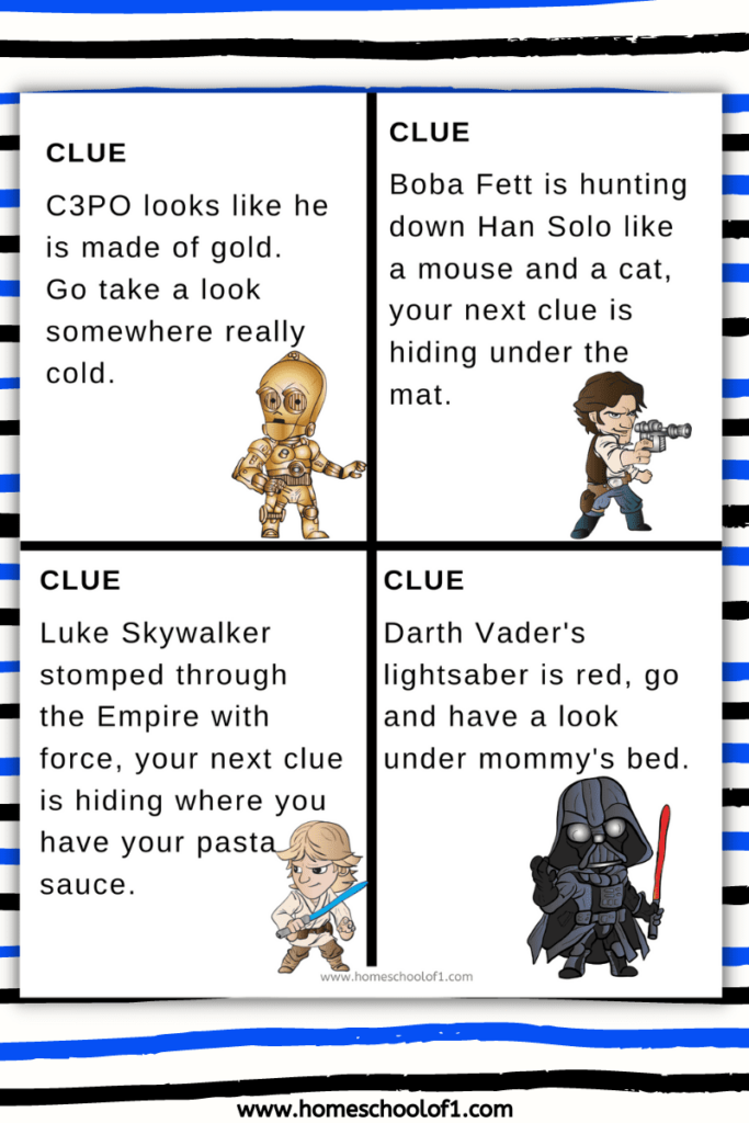 Best Star Wars Scavenger Hunt Rhyming Clues Free Printable 