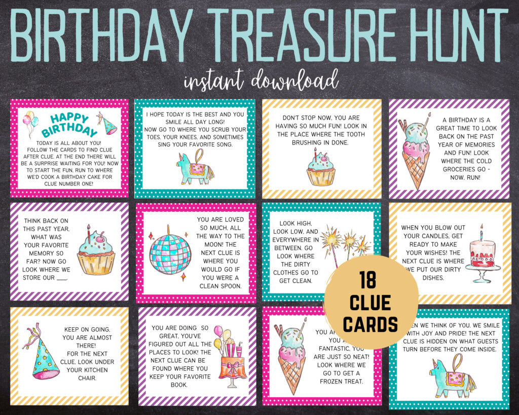 Birthday Scavenger Hunt For Kids Birthday Treasure Hunt Etsy