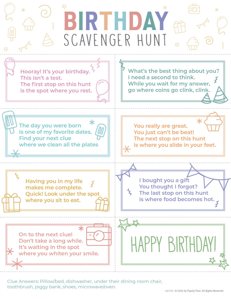 Birthday Scavenger Hunt For Kids Free Printable IMOM