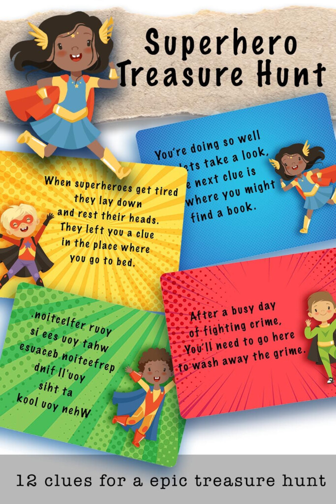 Birthday Treasure Hunt Clues Superhero Scavenger Hunt Clues Etsy 