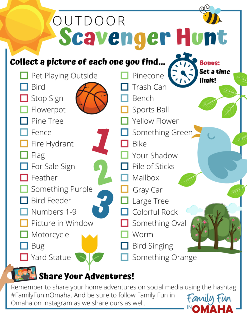 Blank Scavenger Hunt List For Outdoors