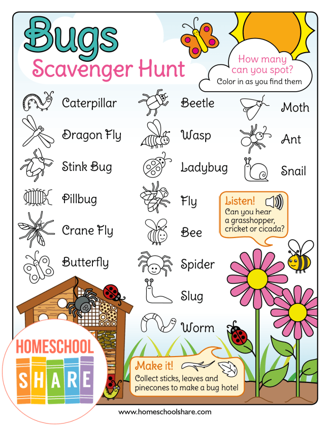 Bug Scavenger Hunt Printable Homeschool Share