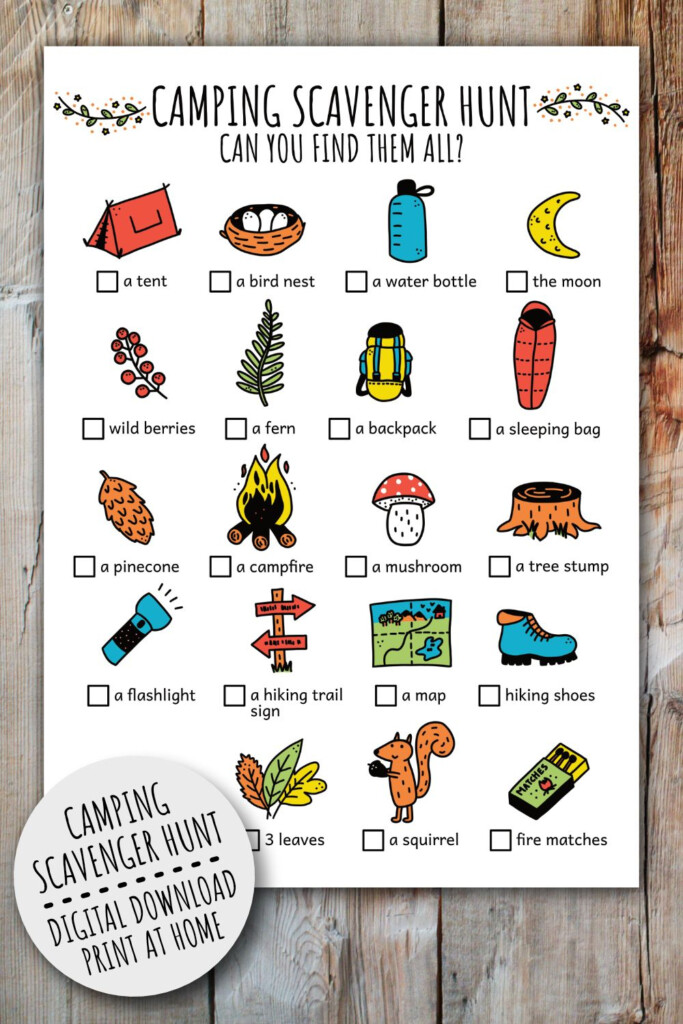 Camping Scavenger Hunt Printable For Kids Treasure Hunt And Summer 