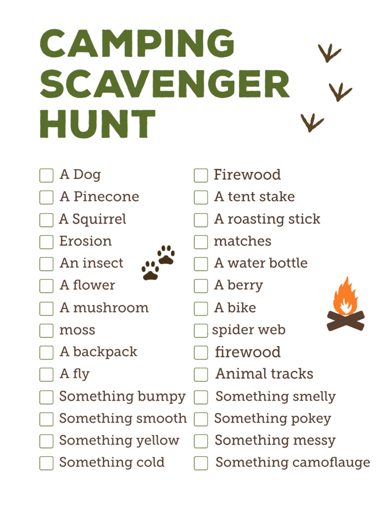 Camping Scavenger Hunt Printable Paper Trail Design