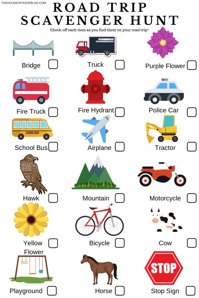 Car Scavenger Hunt Printables