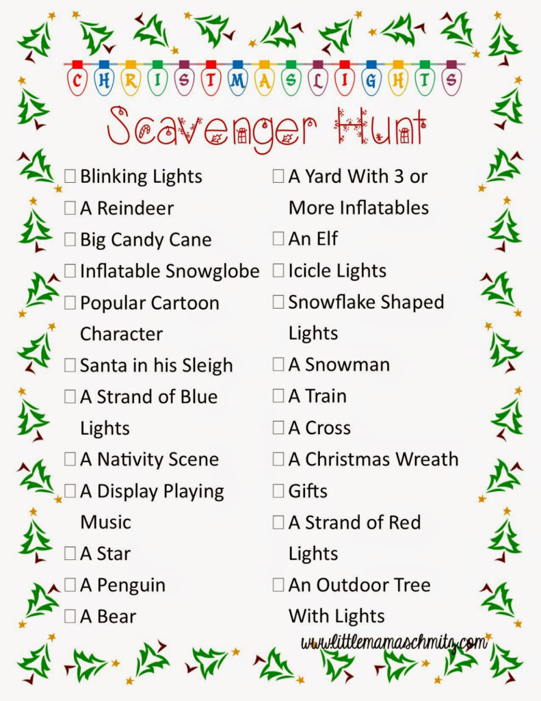 Christmas Lights Scavenger Hunt Free Printable