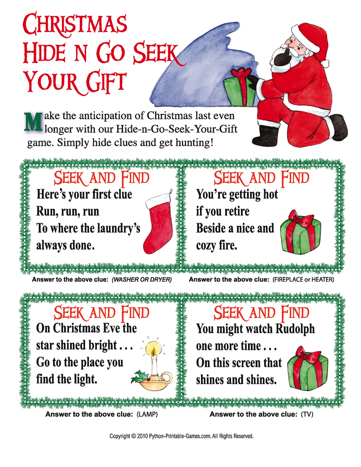 Christmas Scavenger Hunt For Kids Christmas Gift Riddles Christmas 