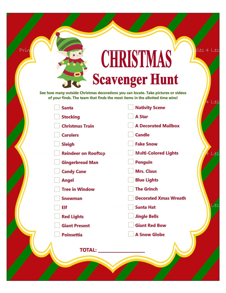 Christmas Scavenger Hunt Printables Printable Word Searches