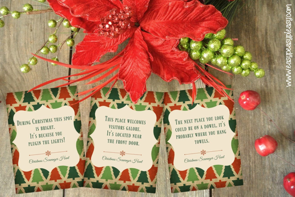 Christmas Scavenger Hunt With Free Printable Clues Easy 