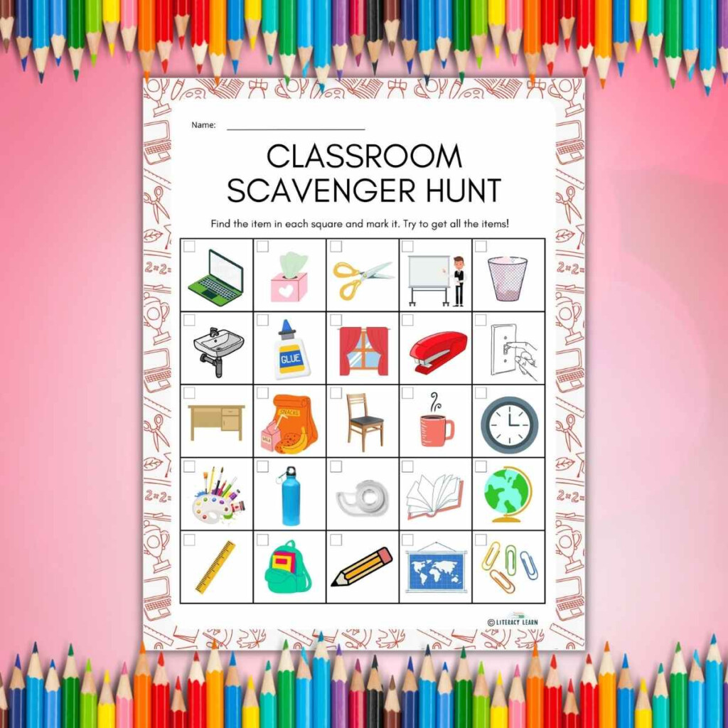 Classroom Scavenger Hunt Free Printable Literacy Learn