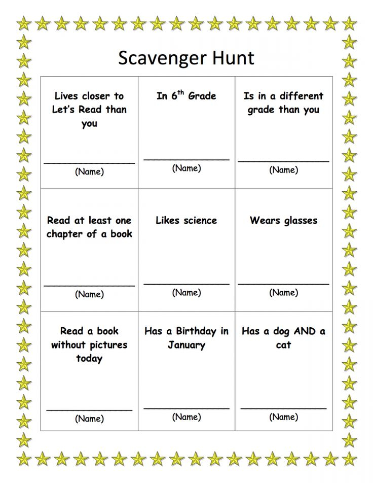 College Scavenger Hunt Worksheet