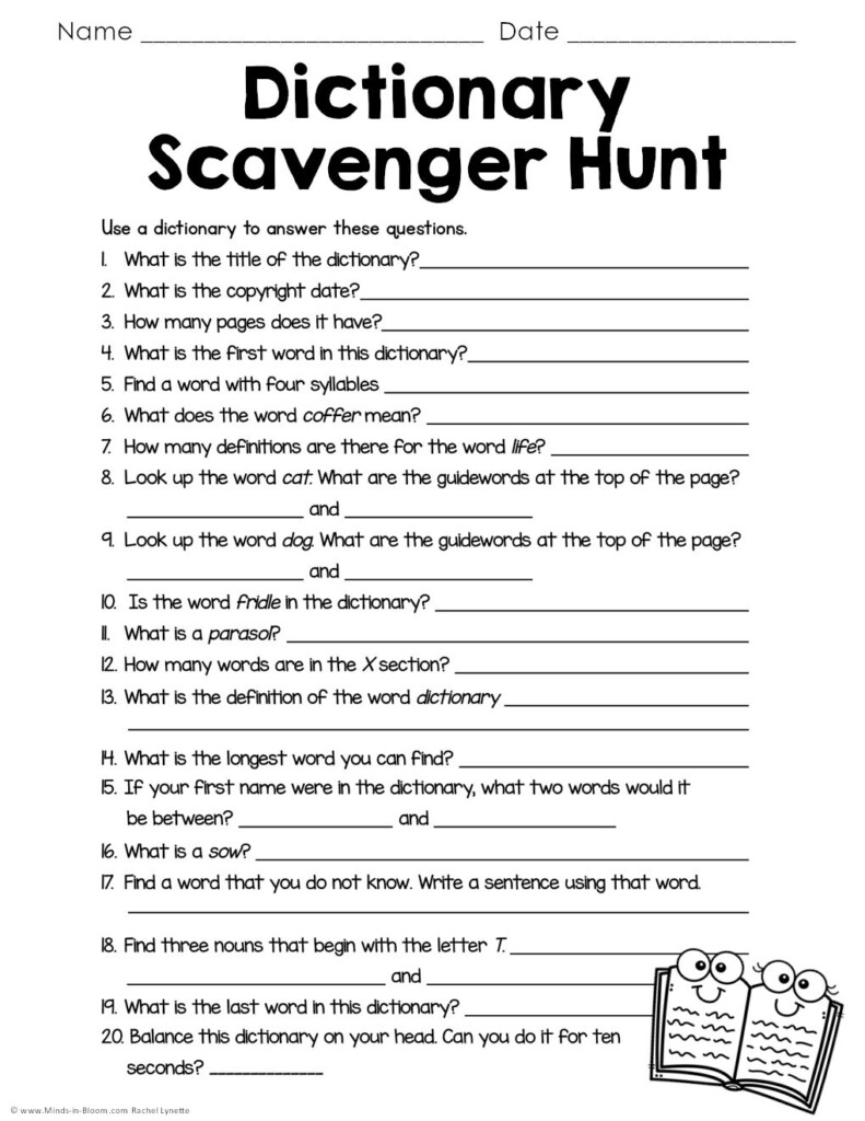 Dictionary Scavenger Hunt Minds In Bloom Unlimited