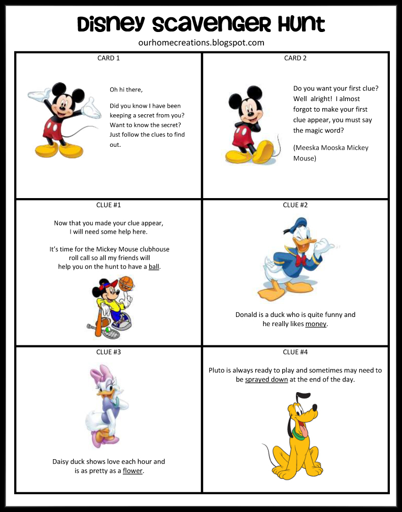 Disney Reveal Scavenger Hunt Printable Printable Word Searches