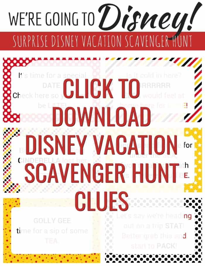 Disney Scavenger Hunt Awesome Vacation Surprise For Kids Printable 