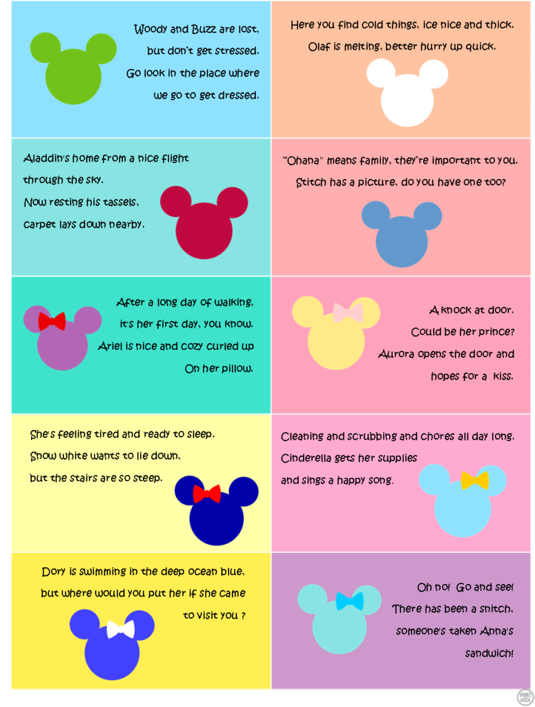 DISNEY THEMED SCAVENGER HUNT FREE Clues Featuring Your Child s 