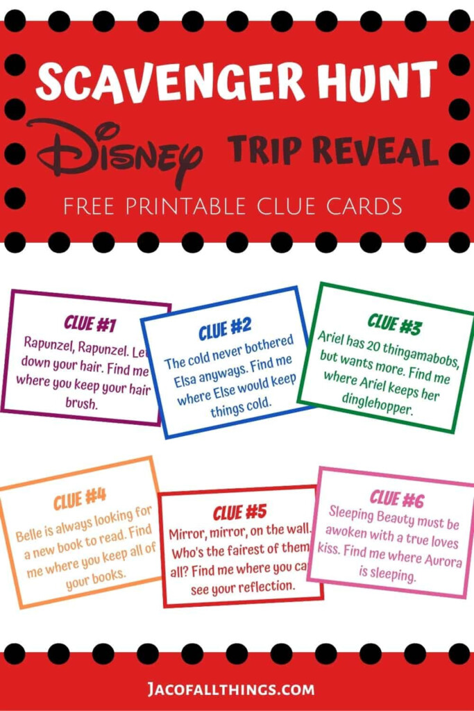 Disney Trip Reveal Scavenger Hunt Free Printable 