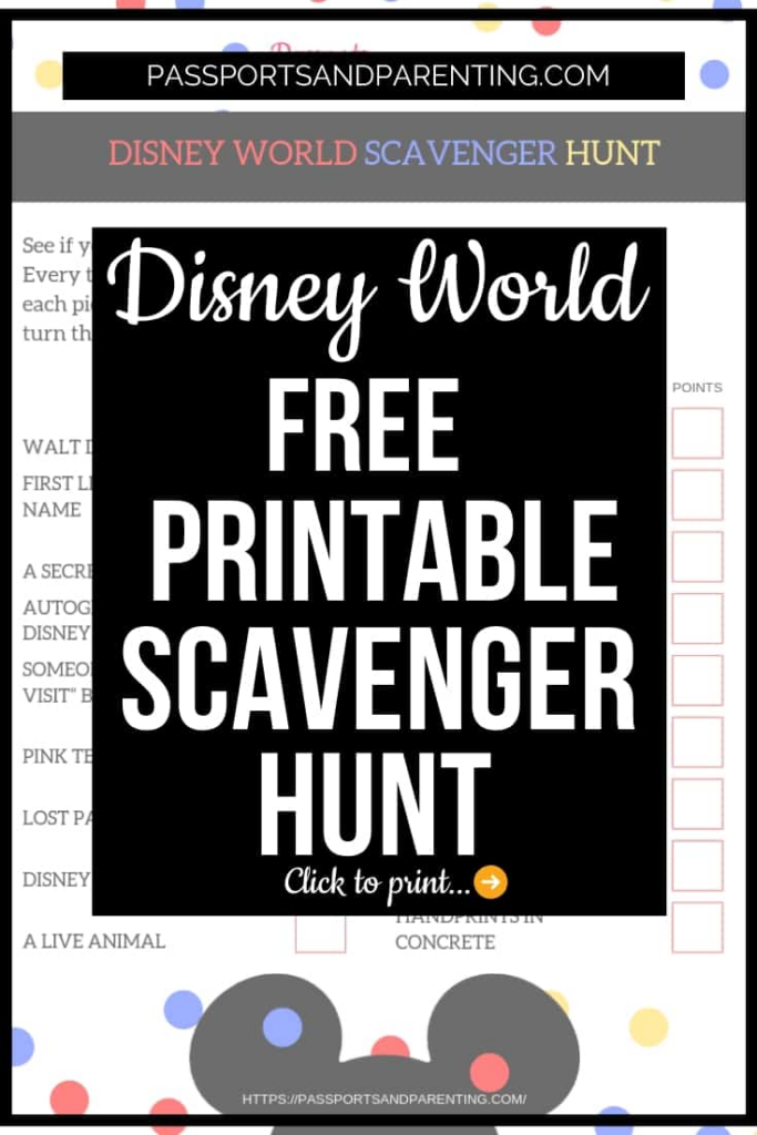 Disney World Scavenger Hunt Printable