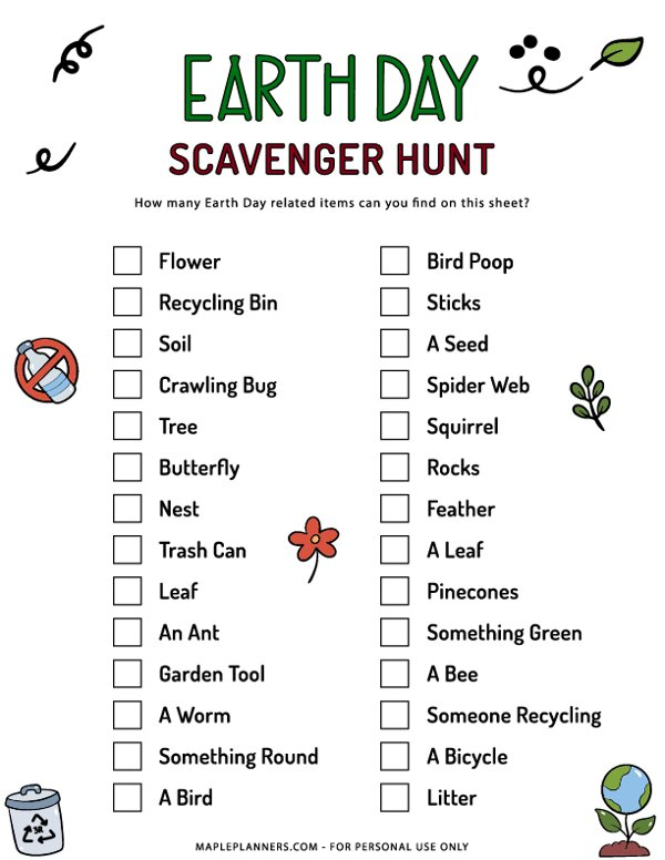 Earth Day Scavenger Hunt Printable Earth Day Scavenger Hunt Free Printable