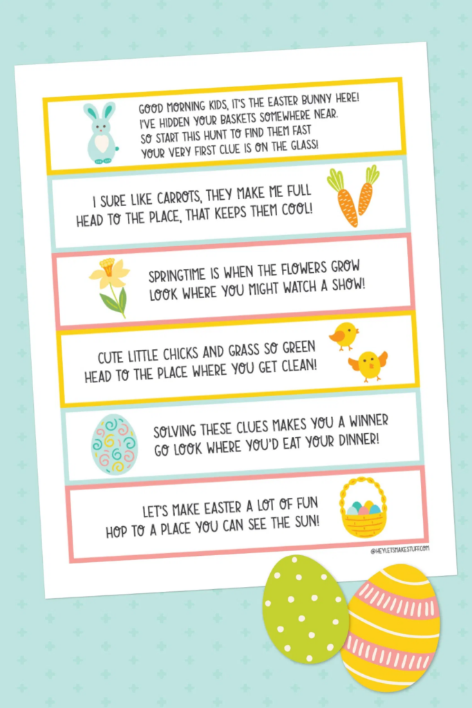 Easter Basket Hunt Clues Free Printable