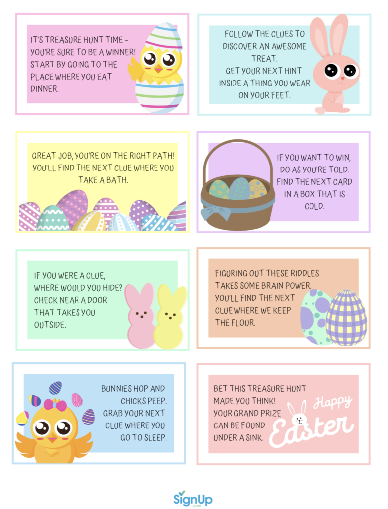 Easter Basket Hunt Clues Free Printable Awesome Active Fun For Toddlers 