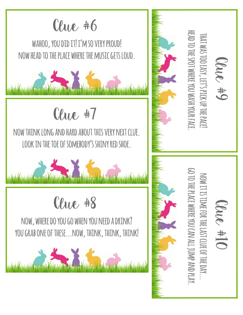 Easter Scavenger Hunt Clues Printable