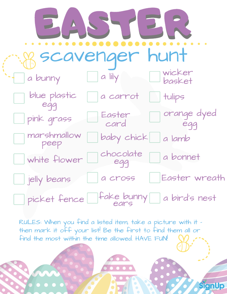 Easter Scavenger Hunt Free Printable