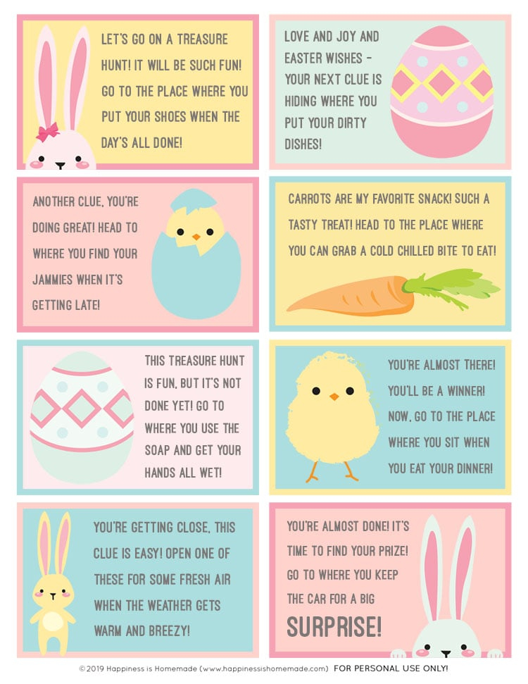 Easter Scavenger Hunt Free Printable