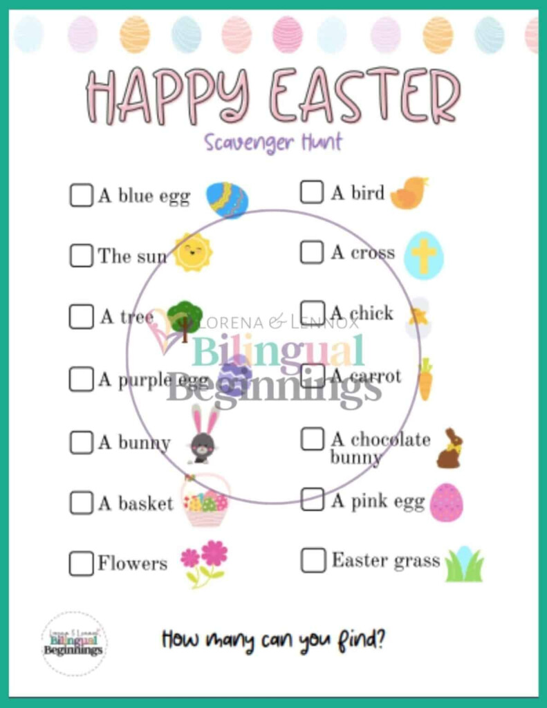 Easter Scavenger Hunt In Spanish Free Printable Bilingual Beginnings