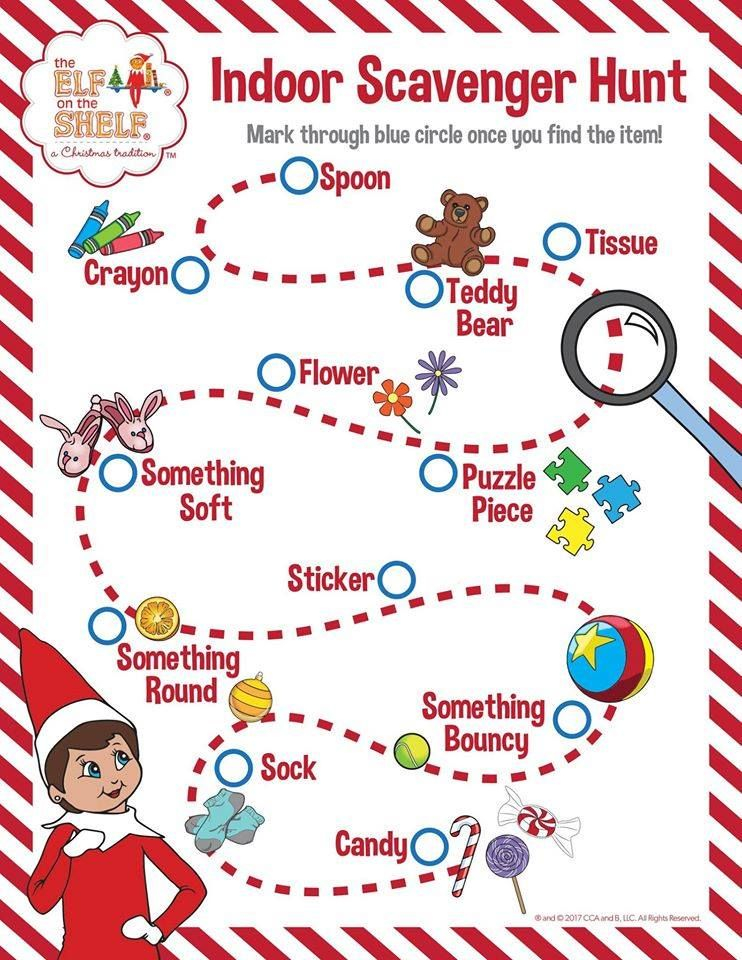 Elf On The Shelf Scavenger Hunt Free Printable