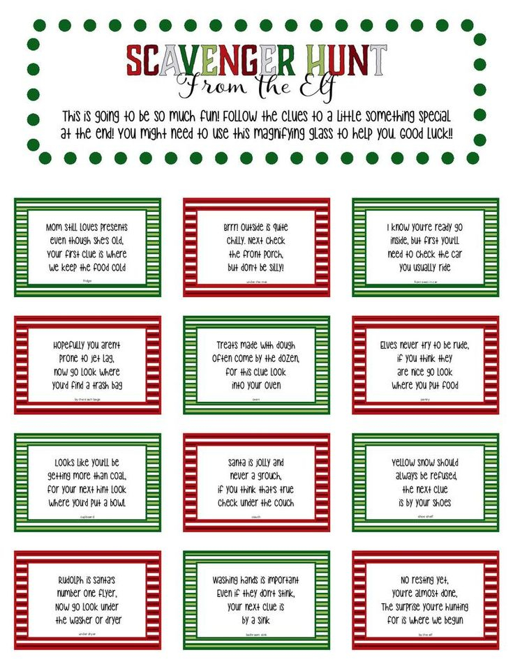 Elf Scavenger Hunt Free Printable