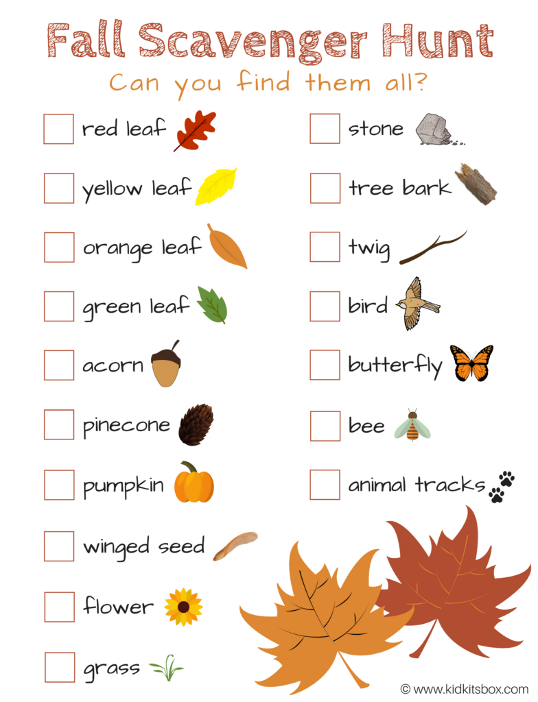 Fall Outdoor Scavenger Hunt Printable