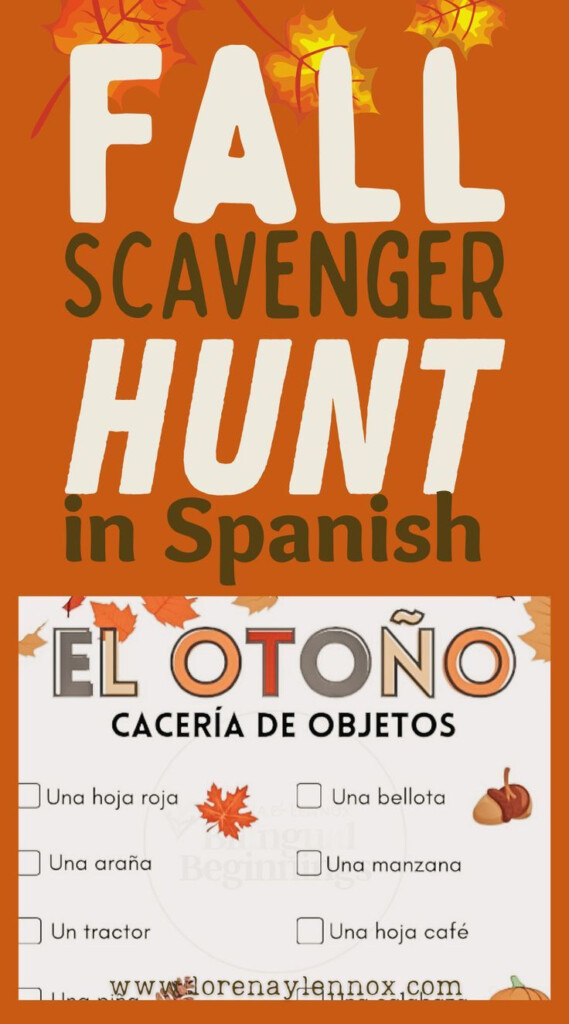 Fall Scavenger Hunt In Spanish And English For Kids Free Printable 